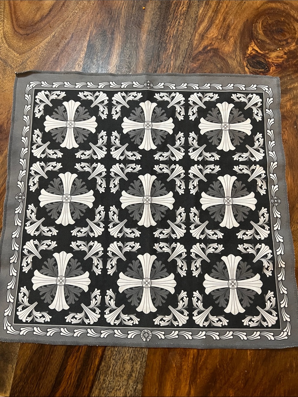 Chrome Hearts Black and Gray Decorative Bandana